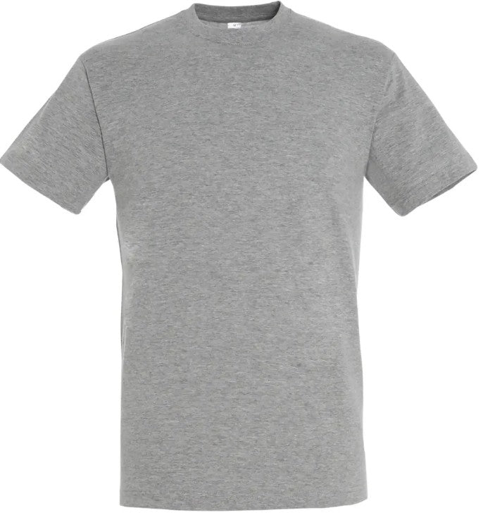 T-shirt couleur Gris Chiné personnalisé avec broderie sur mesure. Créez une pièce unique à votre image grâce à notre savoir-faire artisanal et nos finitions de qualité.