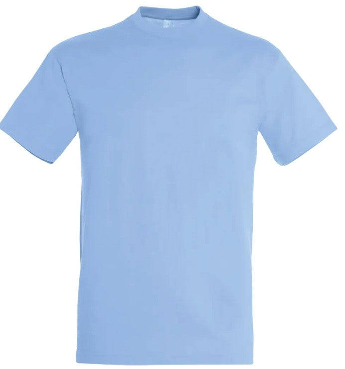 T-shirt couleur Ciel personnalisé avec broderie sur mesure. Créez une pièce unique à votre image grâce à notre savoir-faire artisanal et nos finitions de qualité.