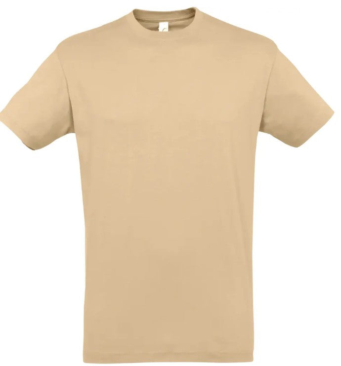 T-shirt couleur Sable personnalisé avec broderie sur mesure. Créez une pièce unique à votre image grâce à notre savoir-faire artisanal et nos finitions de qualité.
