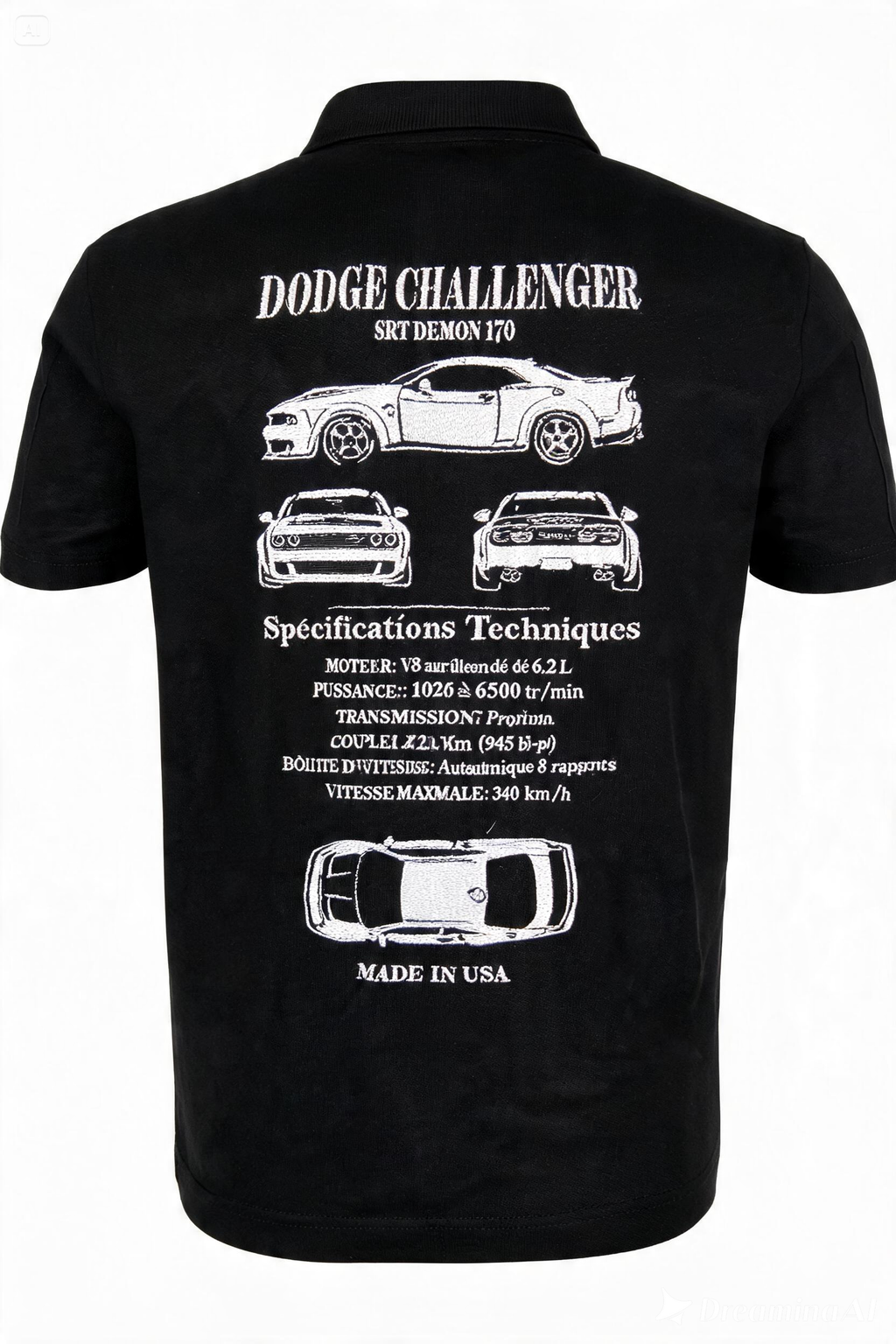 Affichez votre passion automobile avec un polo personnalisé style “fiche technique” entièrement brodé. À partir de votre véhicule, je crée un design unique regroupant les caractéristiques techniques, illustrations et détails emblématiques de votre voiture pour un rendu inspiré des fiches constructeur.
